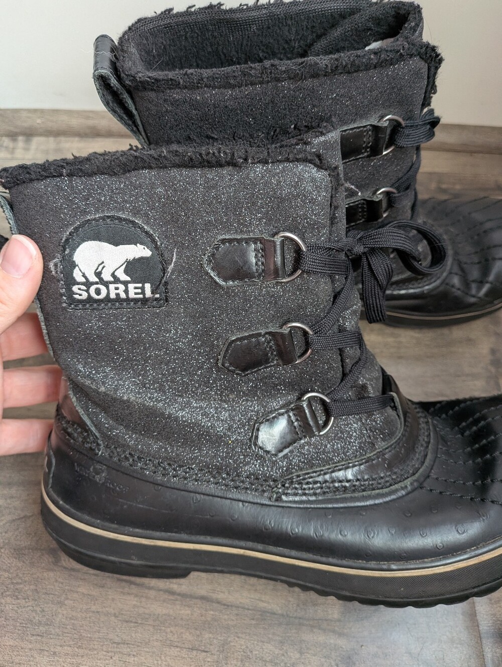 Sorel Tivoli Glitter Waterproof Winter Boots Black Sparkle Women's Size 9 NL2027